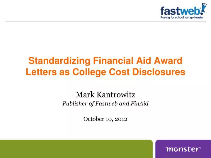 standardizing financial aid award letters as college cost disclosures