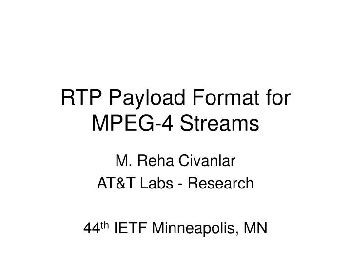 rtp payload format for mpeg 4 streams