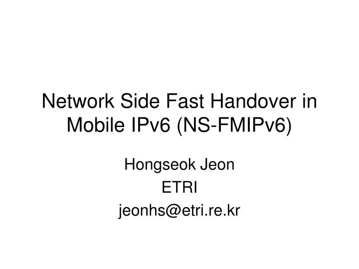 network side fast handover in mobile ipv6 ns fmipv6