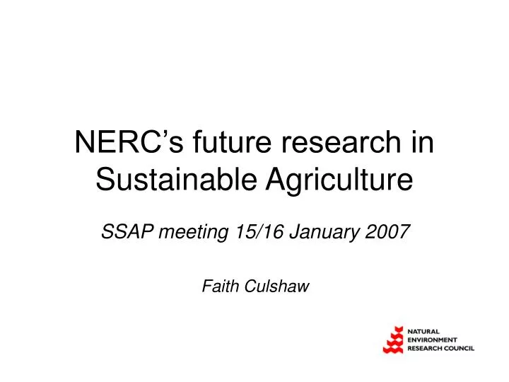 nerc s future research in sustainable agriculture