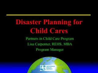 Disaster Planning for Child Cares
