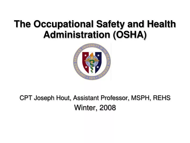 cpt joseph hout assistant professor msph rehs winter 2008