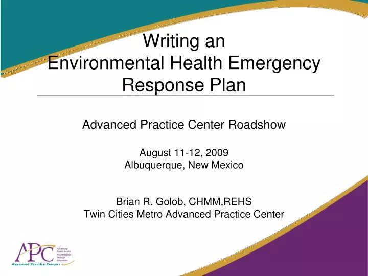 writing an environmental health emergency response plan