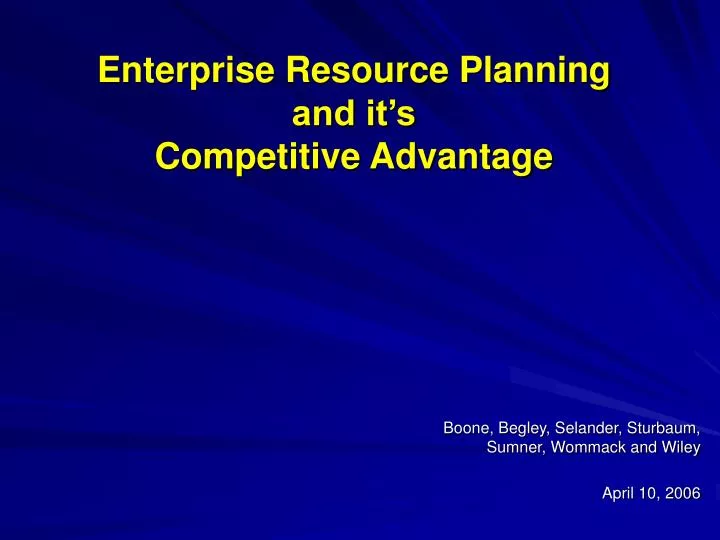 enterprise resource planning and it s competitive advantage