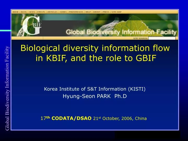 biological diversity information flow in kbif a nd the role to gbif