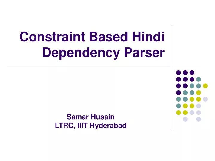 constraint based hindi dependency parser