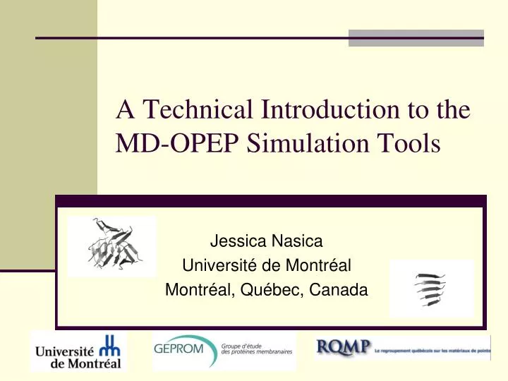 a technical introduction to the md opep simulation tools