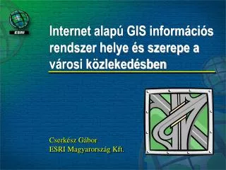 Internet alapú GIS információs rendszer helye és szerepe a városi közlekedésben