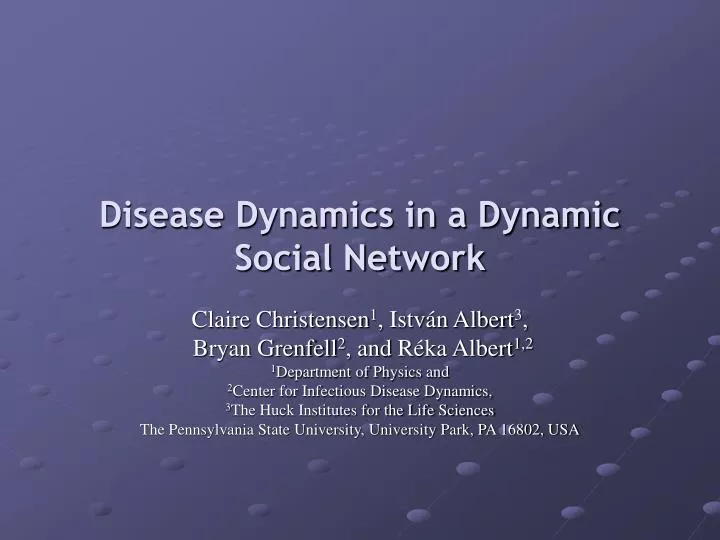 disease dynamics in a dynamic social network