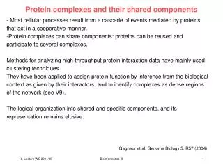 Protein complexes and their shared components