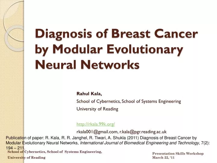 diagnosis of breast cancer by modular evolutionary neural networks