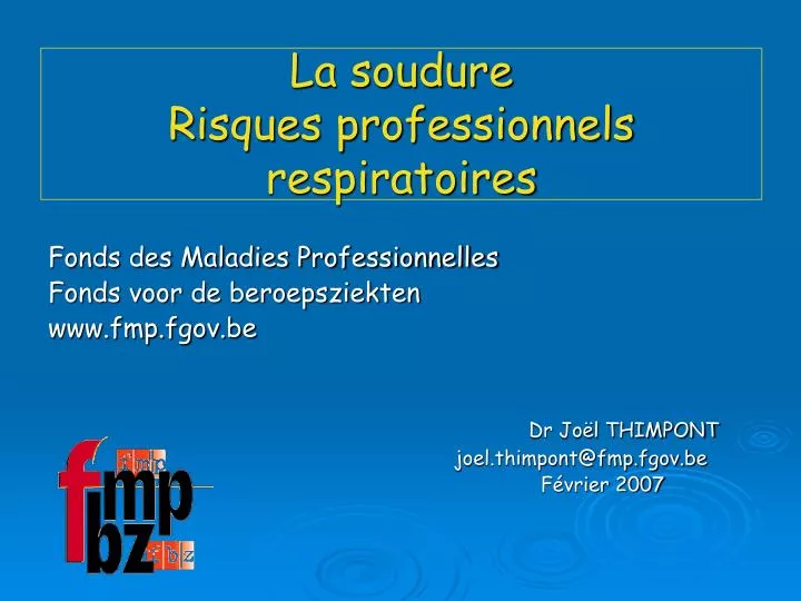 la soudure risques professionnels respiratoires