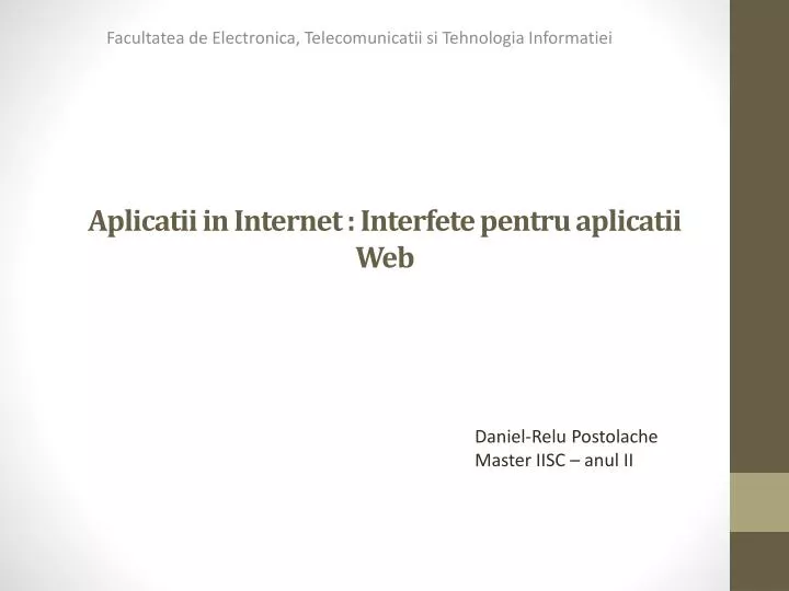 aplicatii in internet interfete pentru aplicatii web