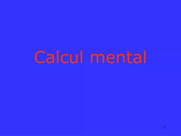 calcul mental