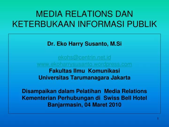 media relations dan keterbukaan informasi publik