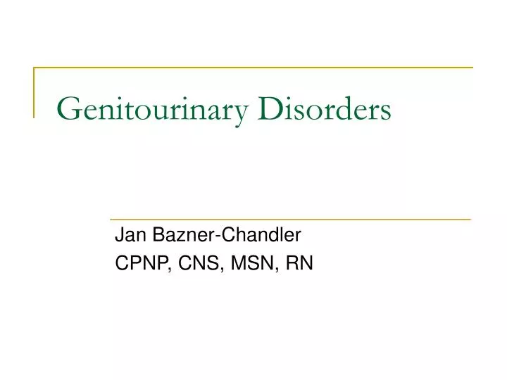 genitourinary disorders