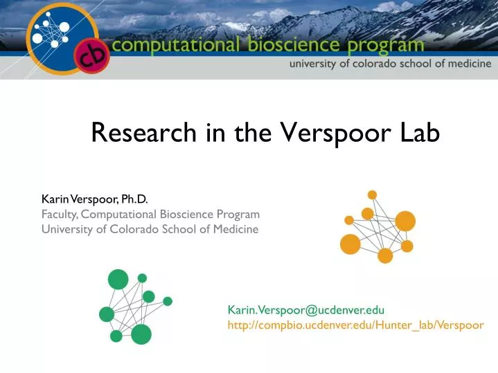 research in the verspoor lab