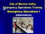City of Moreno Valley Emergency Operations Training - slide 1