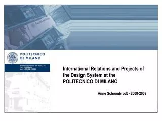 International Relations and Projects of the Design System at the POLITECNICO DI MILANO