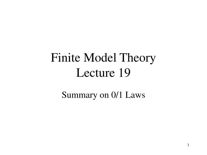 finite model theory lecture 19