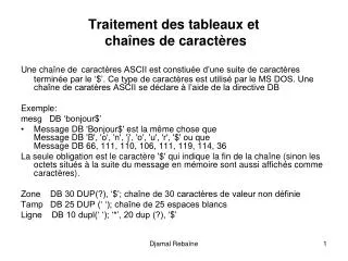 traitement des tableaux et cha nes de caract res