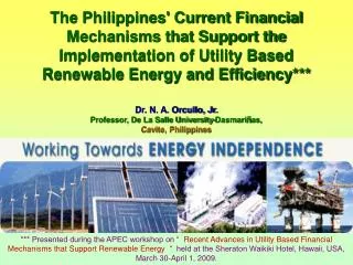 The Philippines' Current Financial Mechanisms that Support the