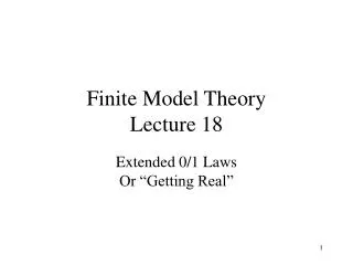 Finite Model Theory Lecture 18