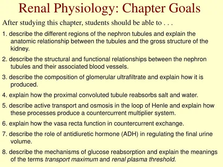 renal physiology chapter goals