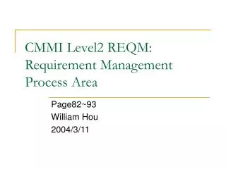 cmmi level2 reqm requirement management process area