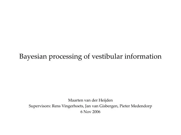 bayesian processing of vestibular information