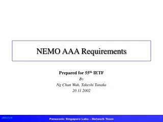 NEMO AAA Requirements