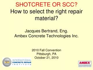 Typical Shotcrete or SCC repairs for transportation structures