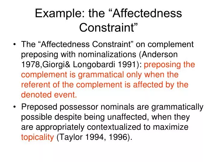 example the affectedness constraint