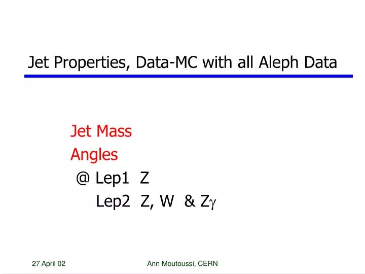 jet properties data mc with all aleph data