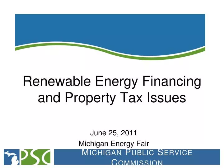 renewable energy financing and property tax issues