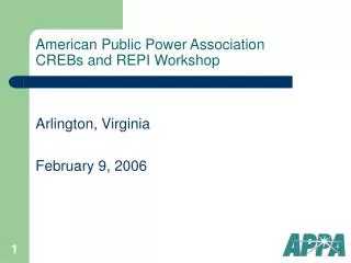 American Public Power Association CREBs and REPI Workshop