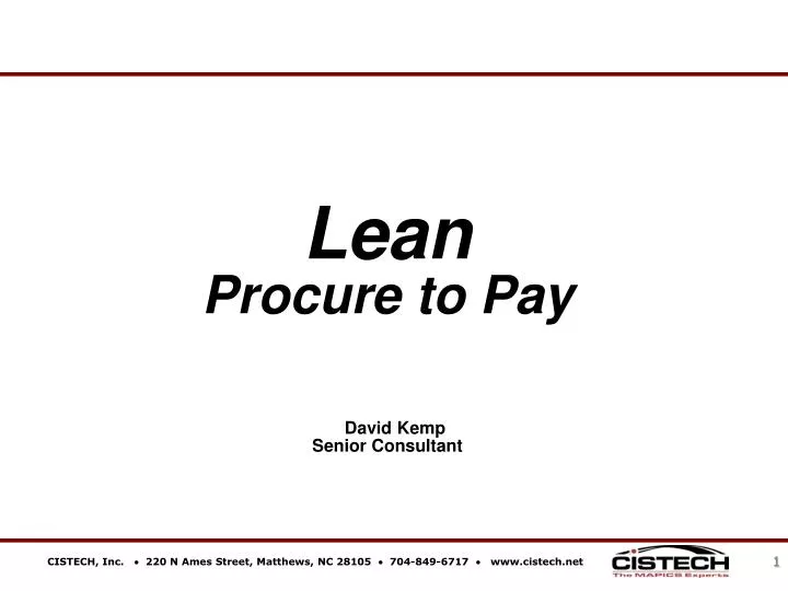 lean procure to pay david kemp senior consultant