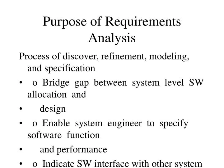 purpose of requirements analysis