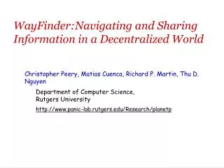 WayFinder:Navigating and Sharing Information in a Decentralized World