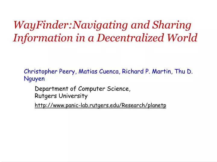 wayfinder navigating and sharing information in a decentralized world