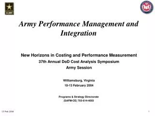 Army Performance Management and Integration