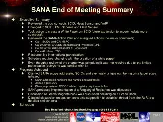 SANA End of Meeting Summary