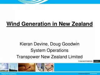 Wind Generation in New Zealand