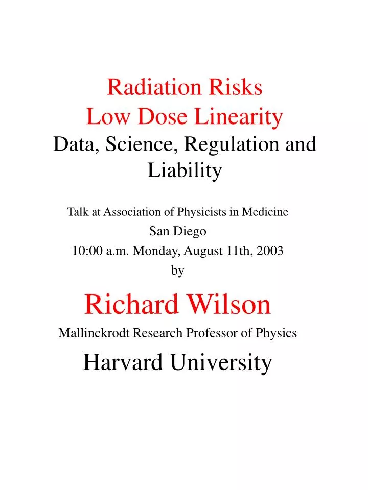 radiation risks low dose linearity data science regulation and liability