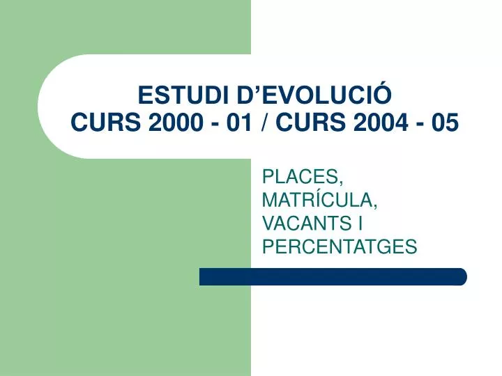 estudi d evoluci curs 2000 01 curs 2004 05