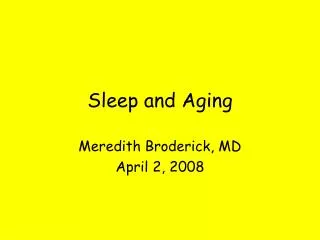 Sleep and Aging