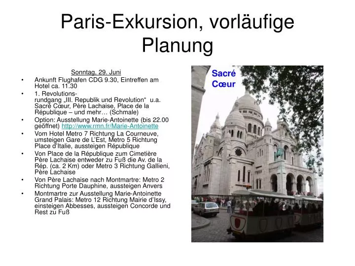 paris exkursion vorl ufige planung