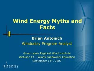 Wind Energy Myths and Facts