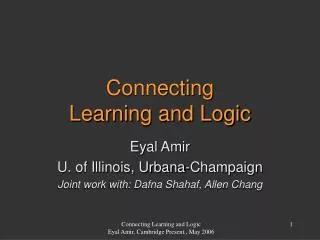 Connecting Learning and Logic