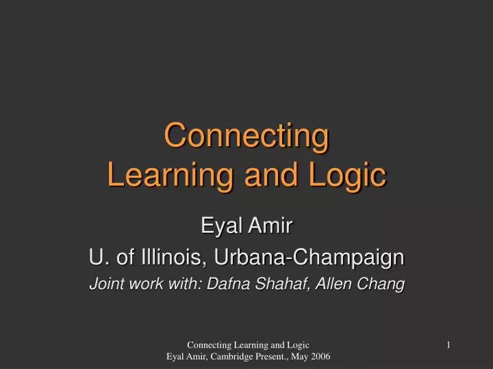 connecting learning and logic